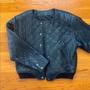 Genuine Leather Vintage Quilted Jacket